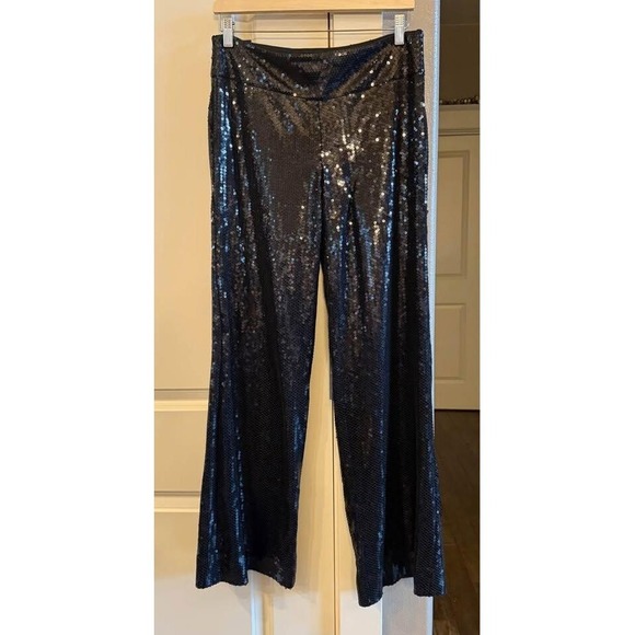 Women's Black White House Legacy Black Market Sequin Wide Leg Pants-Size 6 - Picture 8 of 9